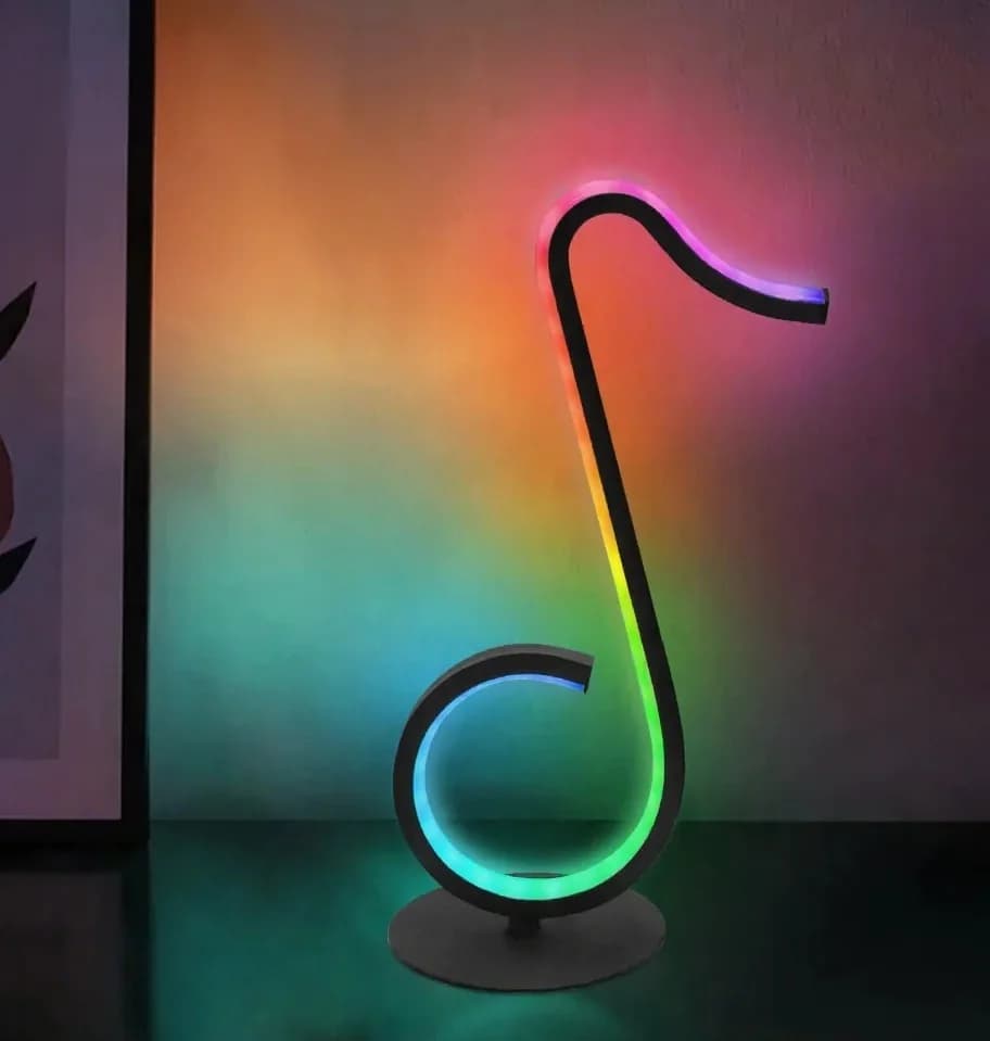 Lampka biurkowa RGB w kształcie nutki z pilotem, zasilana przez USB