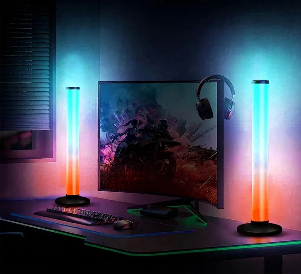 Lampka biurkowa RGB 360° reagująca na dźwięk ze sterowaniem aplikacją i pilotem