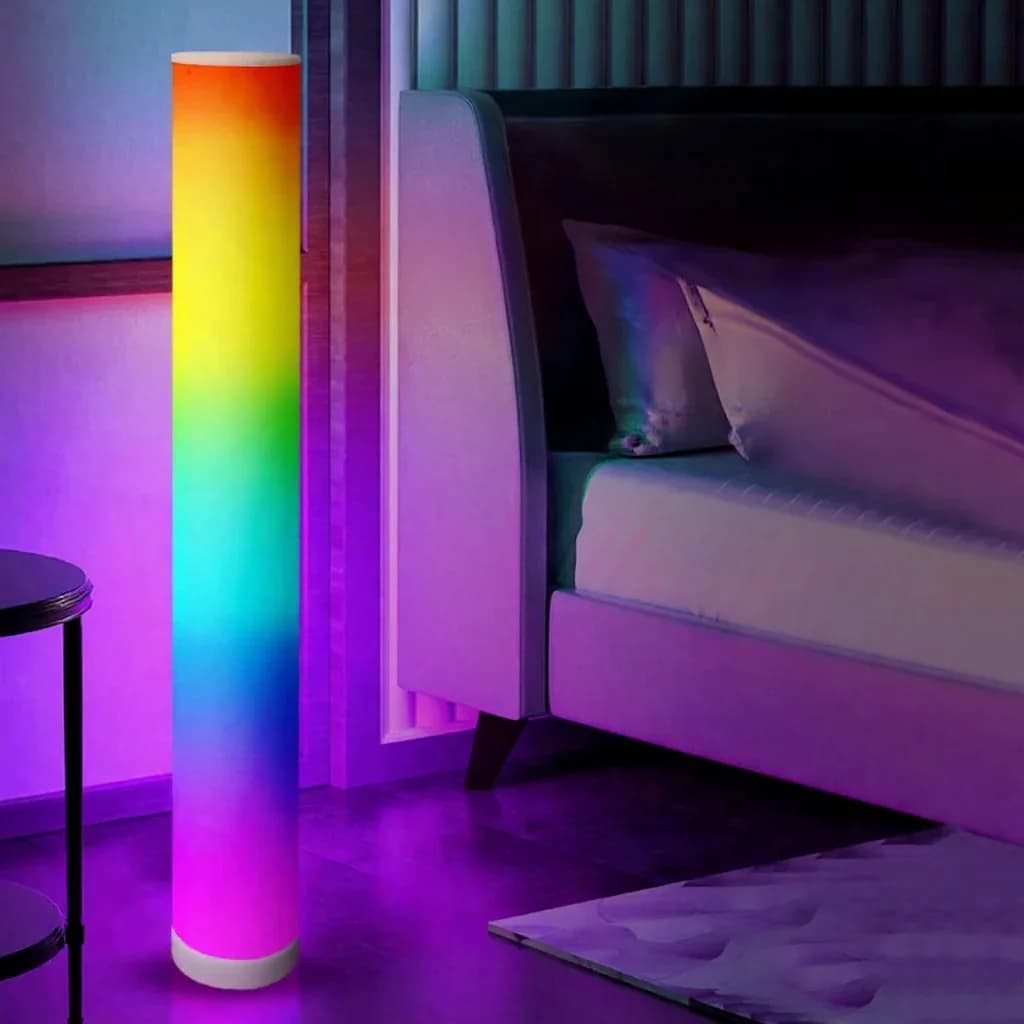 Lampa stojąca RGB w kształcie cylindra z pilotem i synchronizacją muzyki