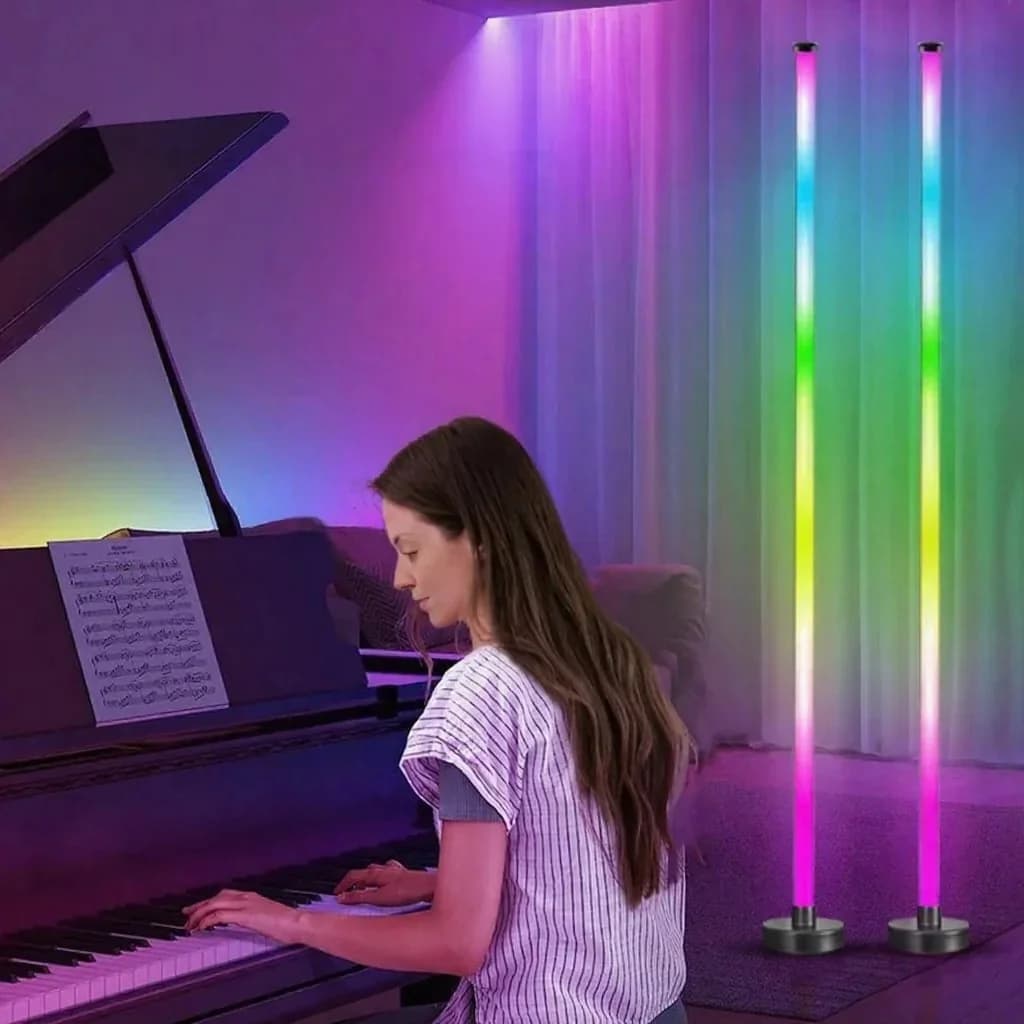 Lampa stojąca RGB z synchronizacją muzyki, świeceniem 360°, sterowaniem aplikacją do gier