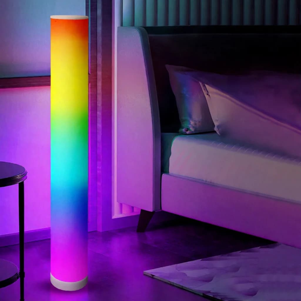 Lampa stojąca RGB w kształcie cylindra z pilotem i synchronizacją muzyki