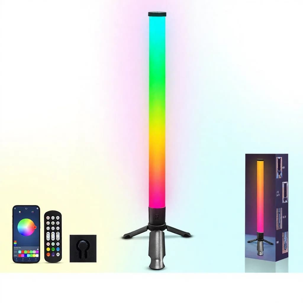 LEDowa lampka atmosferyczna na statywie z synchronizacją muzyki i efektami RGB