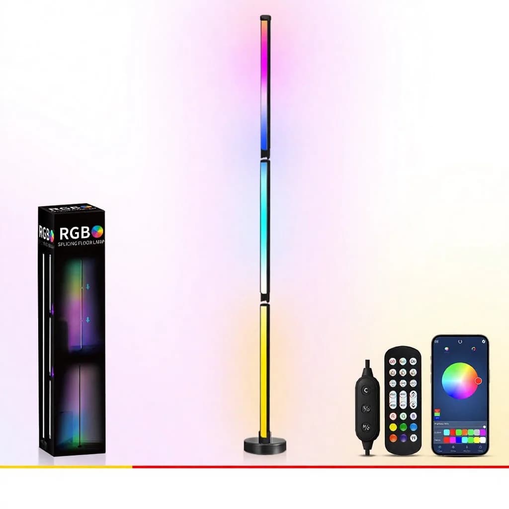 Lampa Podłogowa RGB Ze Zmianą Kolorów, Synchronizacją Muzyki i Aplikacją