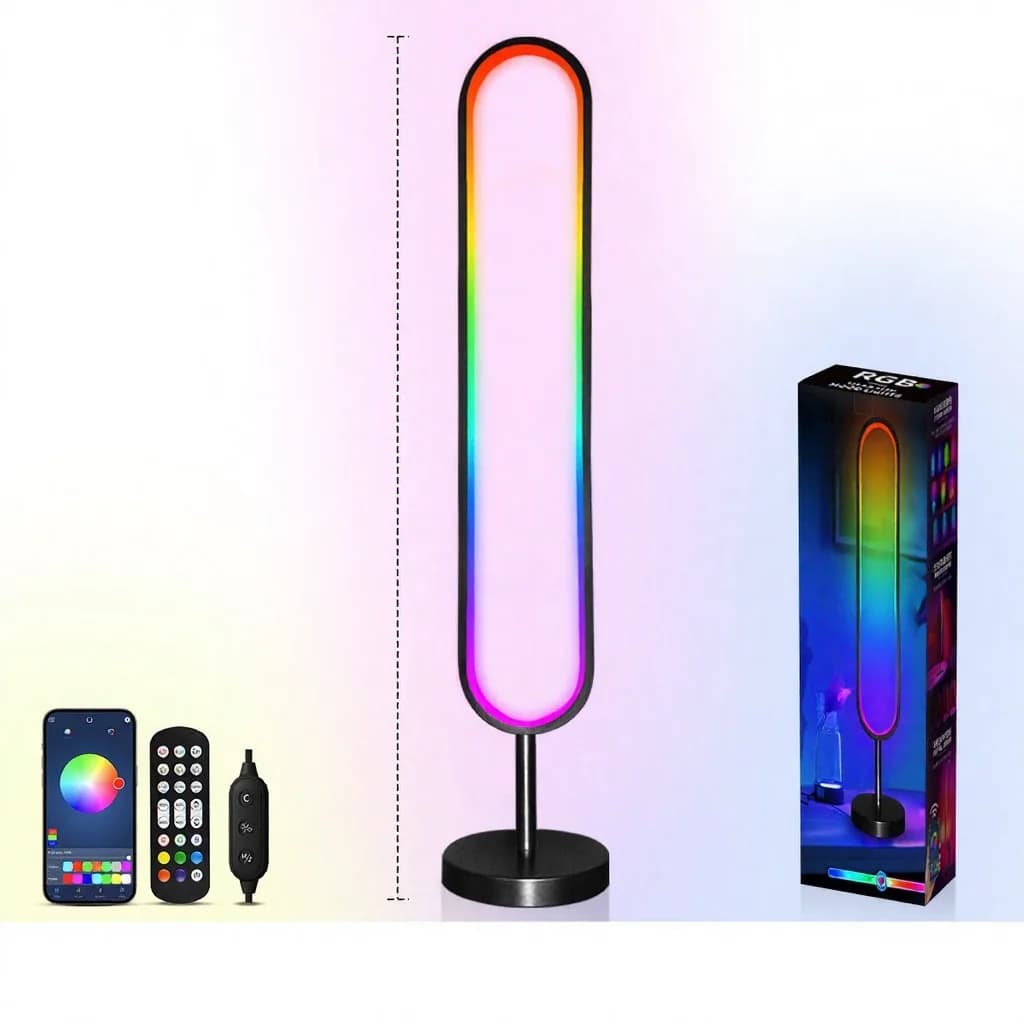 Lampa stojąca RGB w kształcie U z reakcją na dźwięk