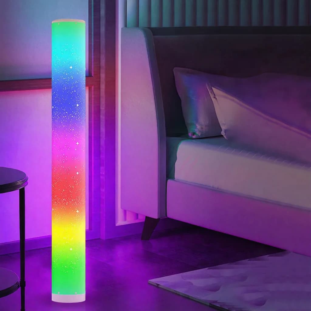 Lampa stojąca RGB LED z wzorem gwiazd i sterowaniem