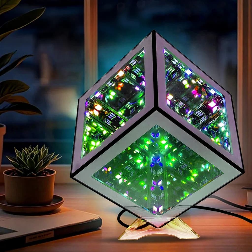 Lampka 3D Infinity Cube RGB z trybem reakcji na dźwięk
