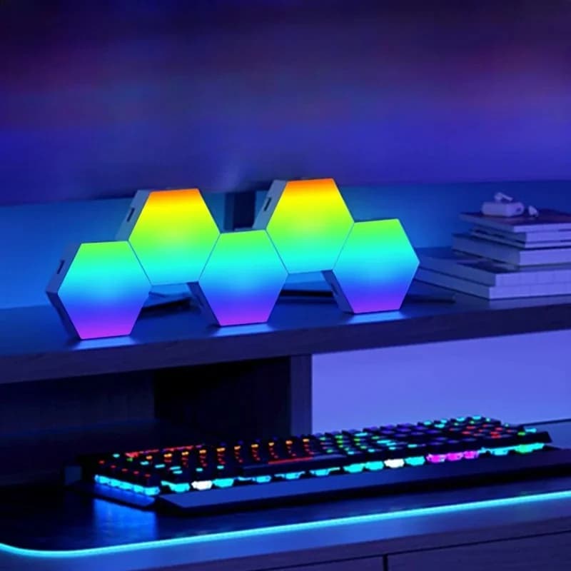 Sześciokątne panele świetlne RGB reagujące na dźwięk ze sterowaniem aplikacją