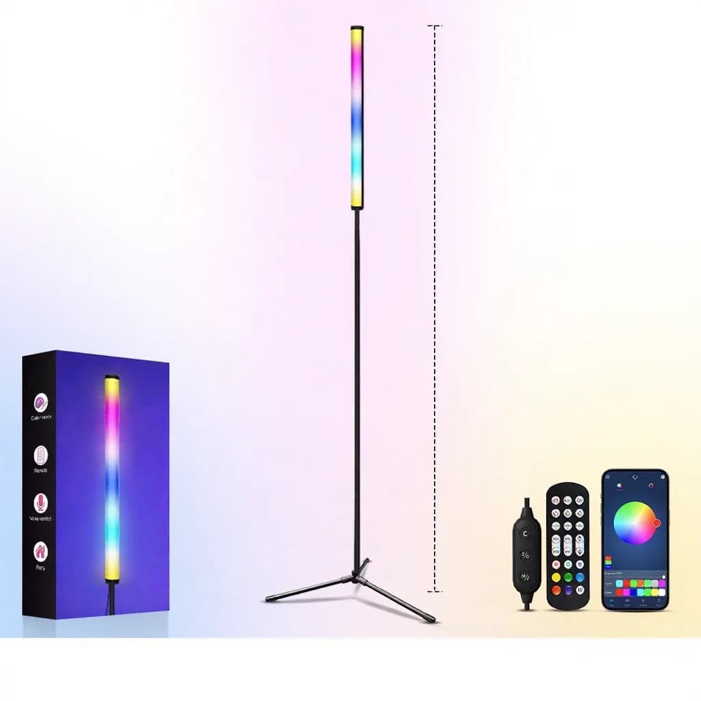 Lampa stojąca RGB ze zmianą kolorów, synchronizacją muzyki i sterowaniem aplikacją