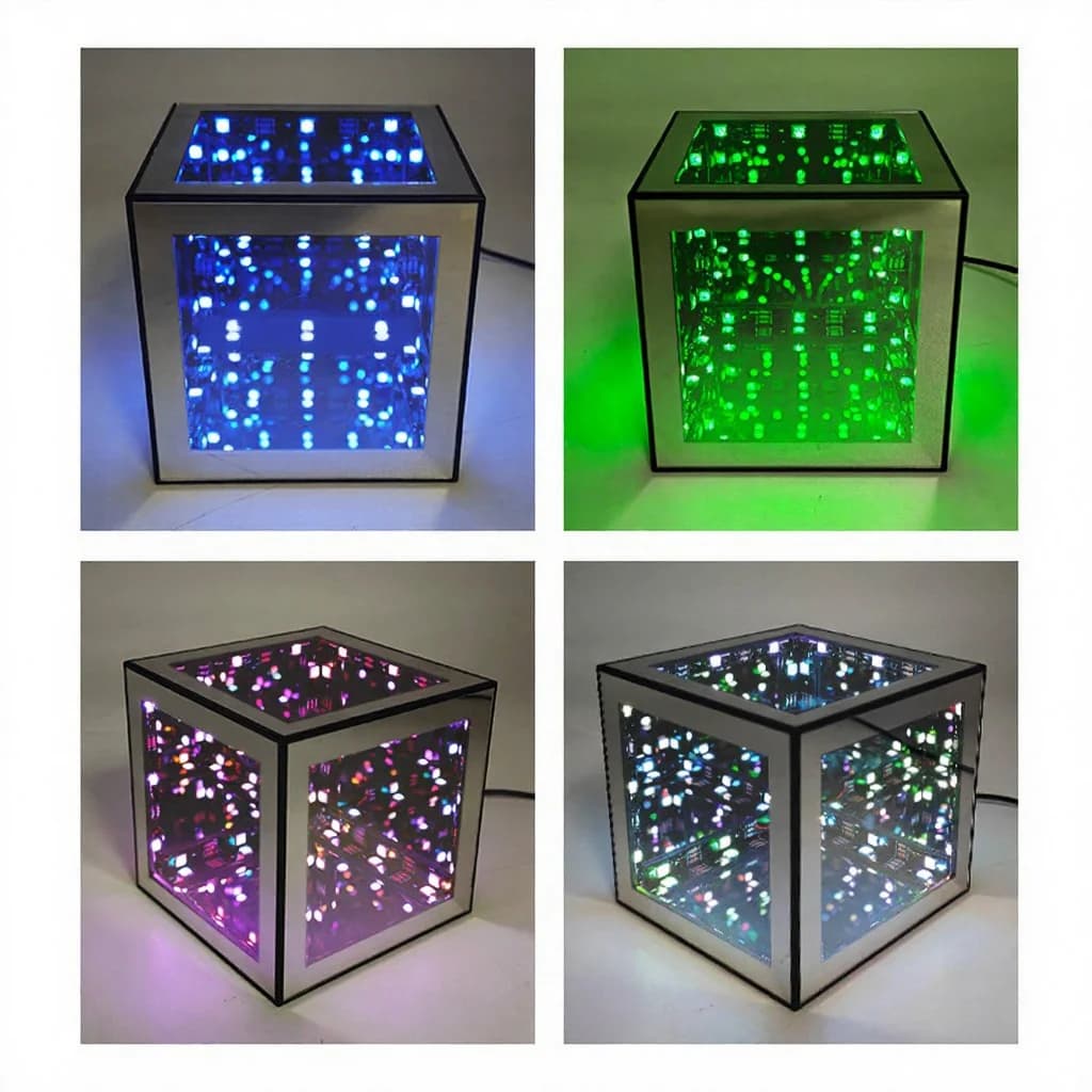 Lampka 3D Infinity Cube RGB z trybem reakcji na dźwięk