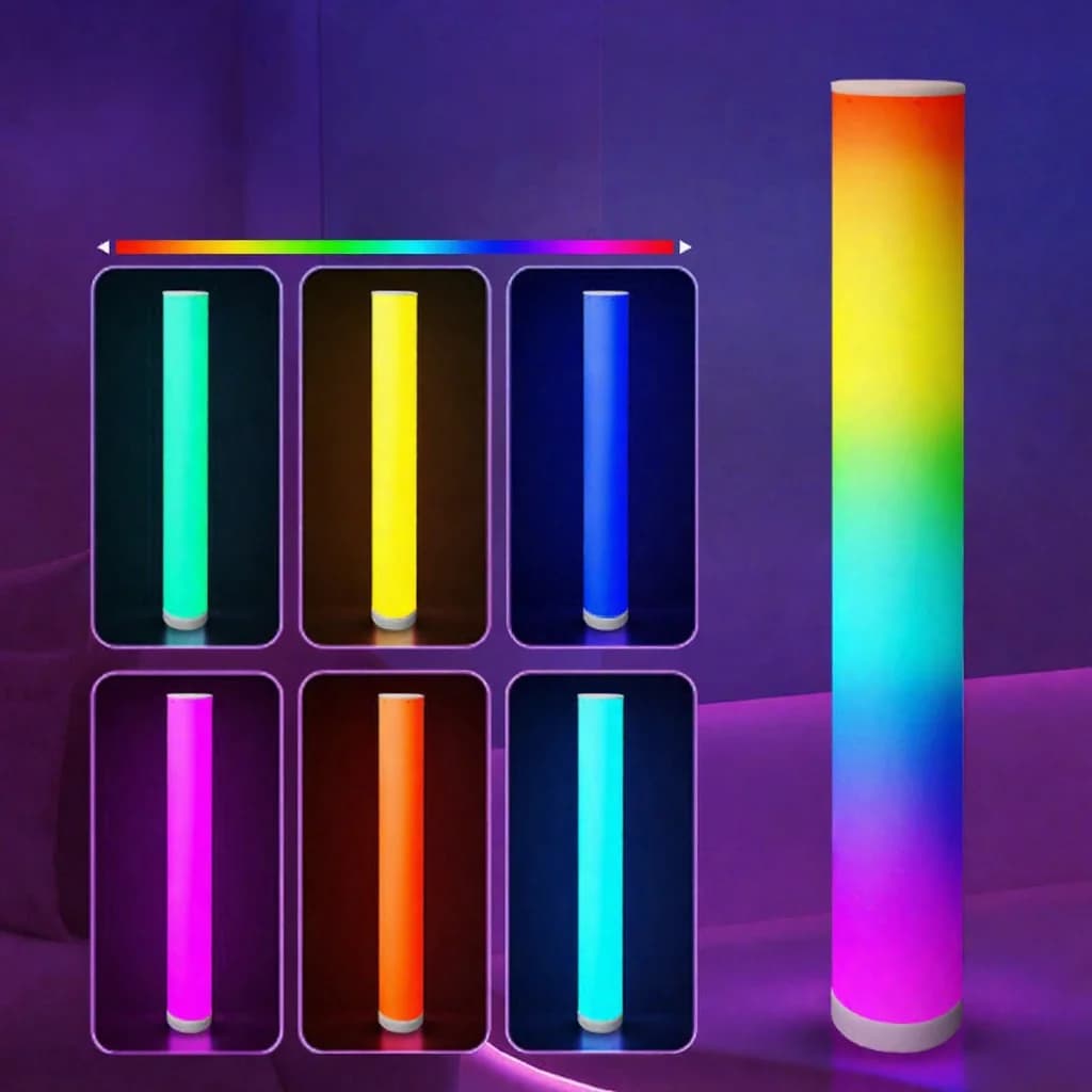 Lampa stojąca RGB w kształcie cylindra z pilotem i synchronizacją muzyki