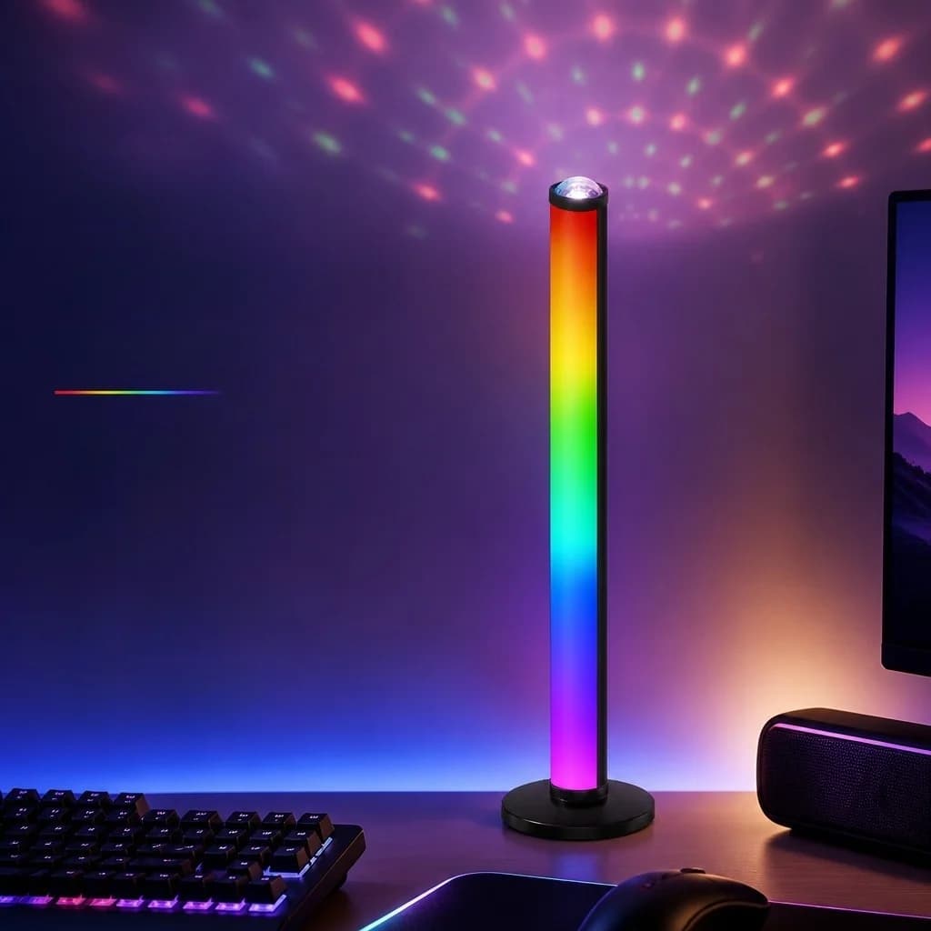 Lampa Atmosferyczna RGB z Projekcją, Synchronizacją Muzyki i Pilotem