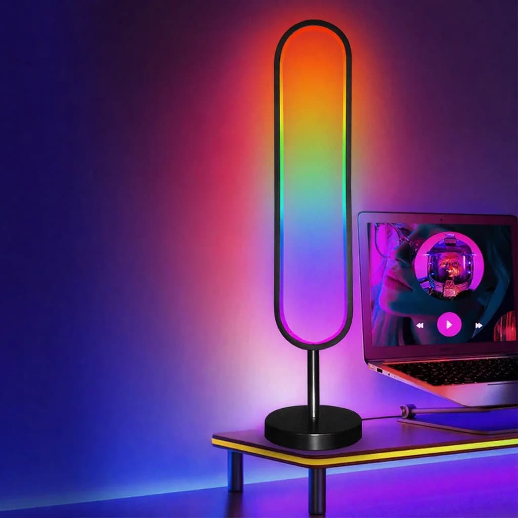 Lampa stojąca RGB w kształcie U z reakcją na dźwięk