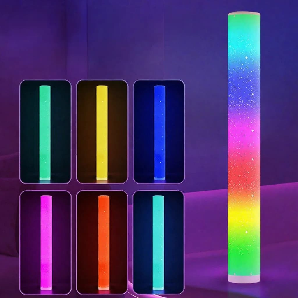 Lampa stojąca RGB LED z wzorem gwiazd i sterowaniem