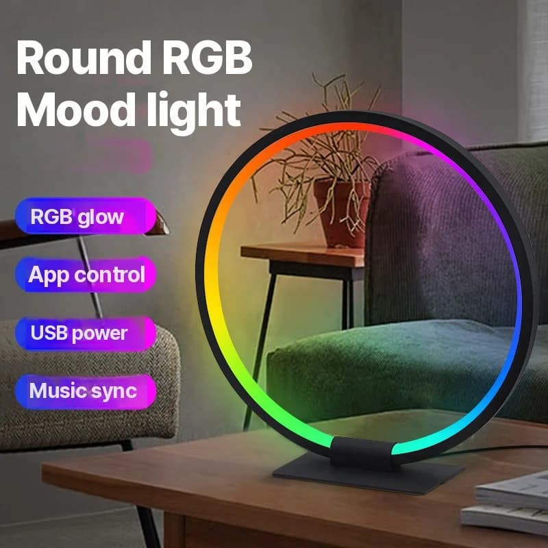 Okrągła nocna lampka LED RGB z synchronizacją muzyki