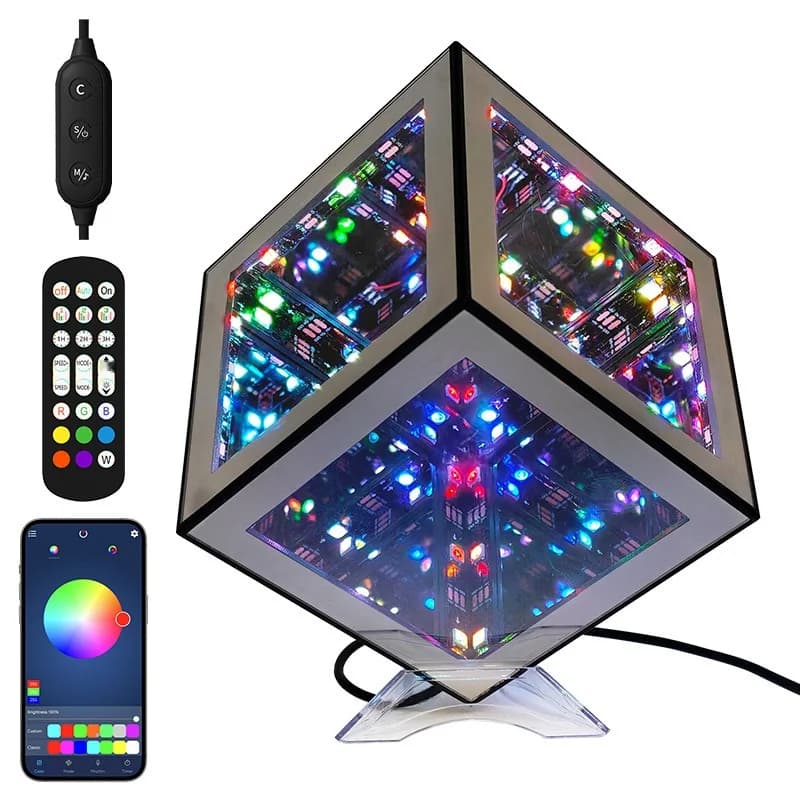 Lampka 3D Infinity Cube RGB z trybem reakcji na dźwięk