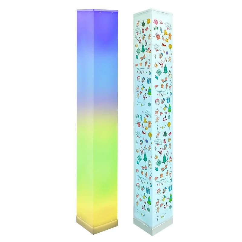 Kwadratowa lampa stojąca z pilotem, ambientowe światło LED do salonu