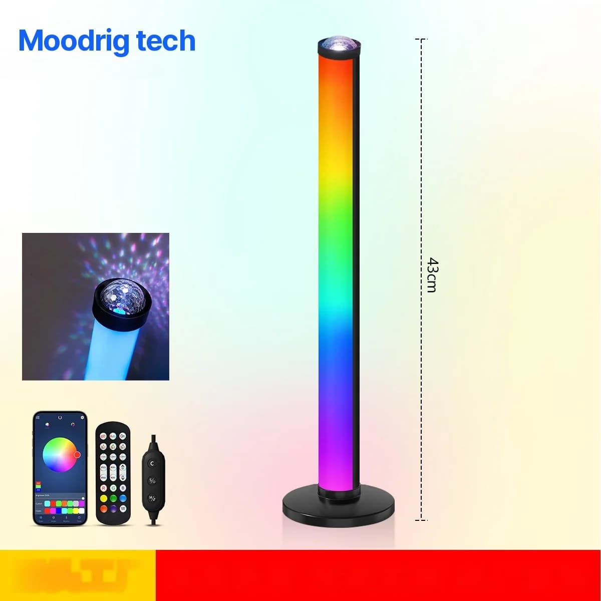 Lampa Atmosferyczna RGB z Projekcją, Synchronizacją Muzyki i Pilotem
