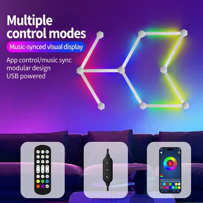 Inteligentne łączone światła ścienne LED RGB ze sterowaniem aplikacją i synchronizacją muzyki