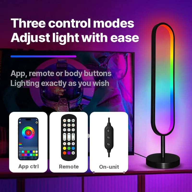 Lampa stojąca RGB w kształcie U z reakcją na dźwięk