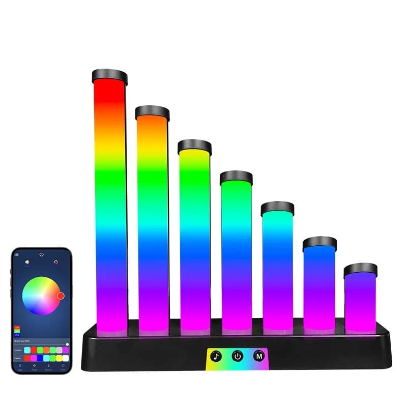 Biurkowa lampka LED RGB reagująca na dźwięk ze sterowaniem aplikacją
