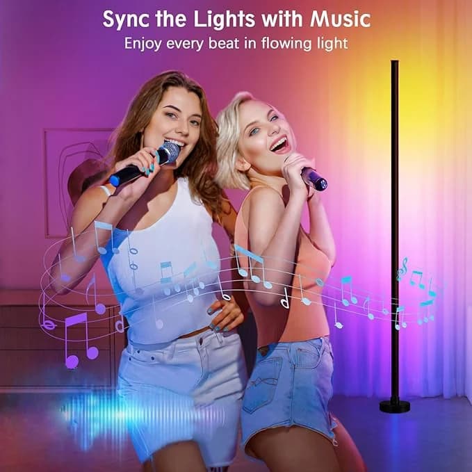 Lampa Podłogowa RGB Ze Zmianą Kolorów, Synchronizacją Muzyki i Aplikacją