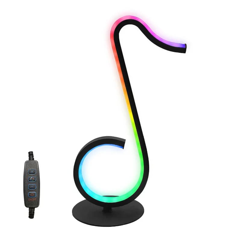 Lampka biurkowa RGB w kształcie nutki z pilotem, zasilana przez USB